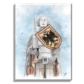 Leinwand 30 x 20 cm Keilrahmen Canvas-Leinen Aquarell Maritim Kunst Druck Kunstdruck Bremen Bremer Roland Nordsee Souvenir Souvenirs